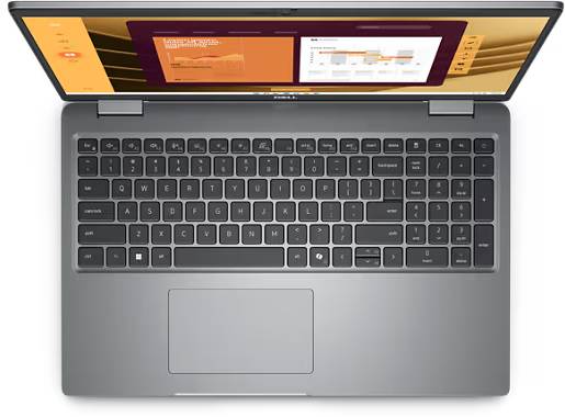 Above view of Dell Latitude 5550 laptop showing keyboard and screen